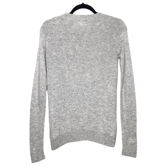H&M Gangsta Wrapper Sweater Gray Sequin Embellished Long Sleeve Pug Knit Top XS - Picture 7 of 7